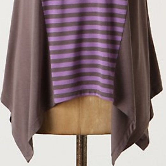 👚Anthropologie, M Striped Lilac Brown Top - Picture 6 of 7